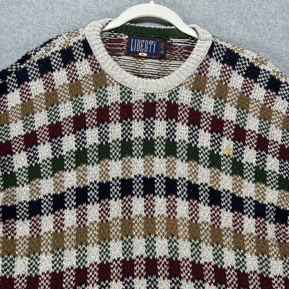 Liberty Sweater Mens M Multicolor Cotton Grandpacore Vintage